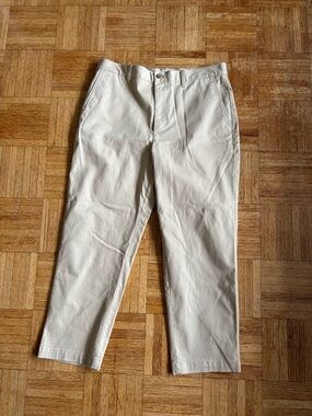 H By Hudson Cream Straight Chino Trousers